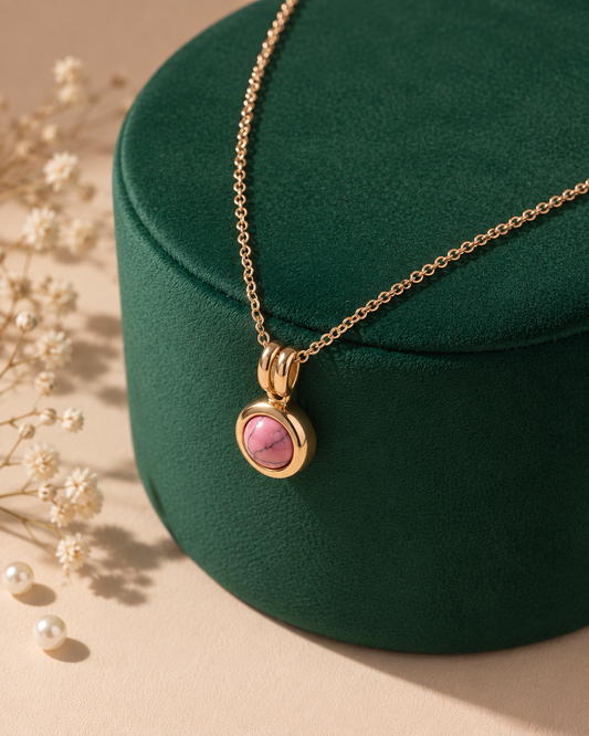 The Rose Marble Orb Pendant Necklace