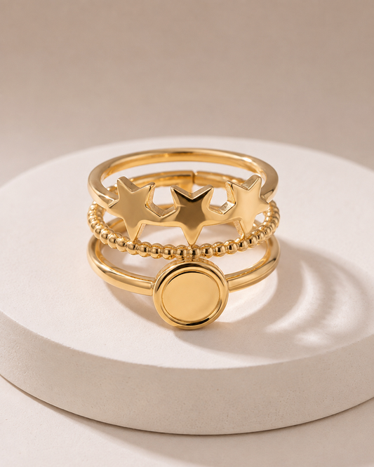 The Celestial Star & Disc Multi-Band Ring