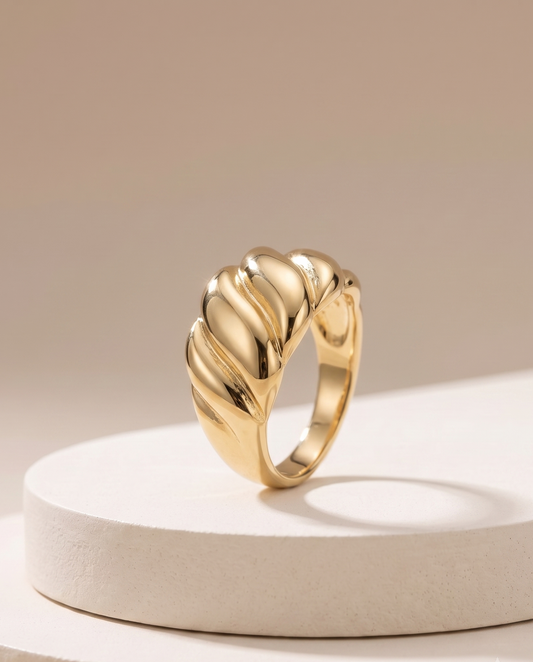 The Croissant Ribbed Dome Ring