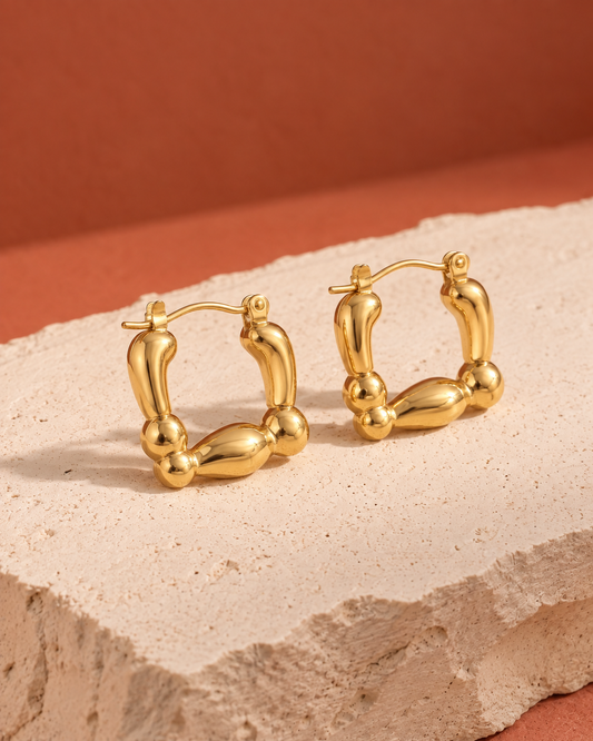 The Sculpted Bamboo Huggie Earrings