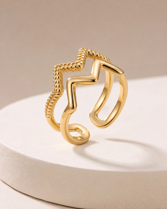 The Chevron Wave Textured Open Ring