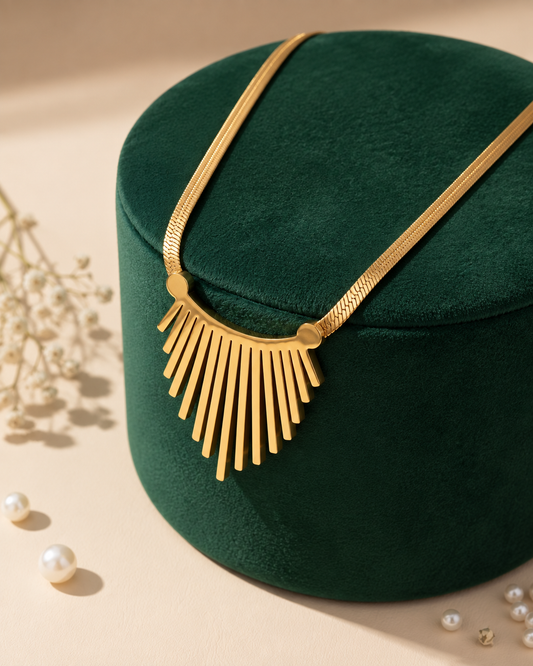 The Solstice Fringe Herringbone Necklace