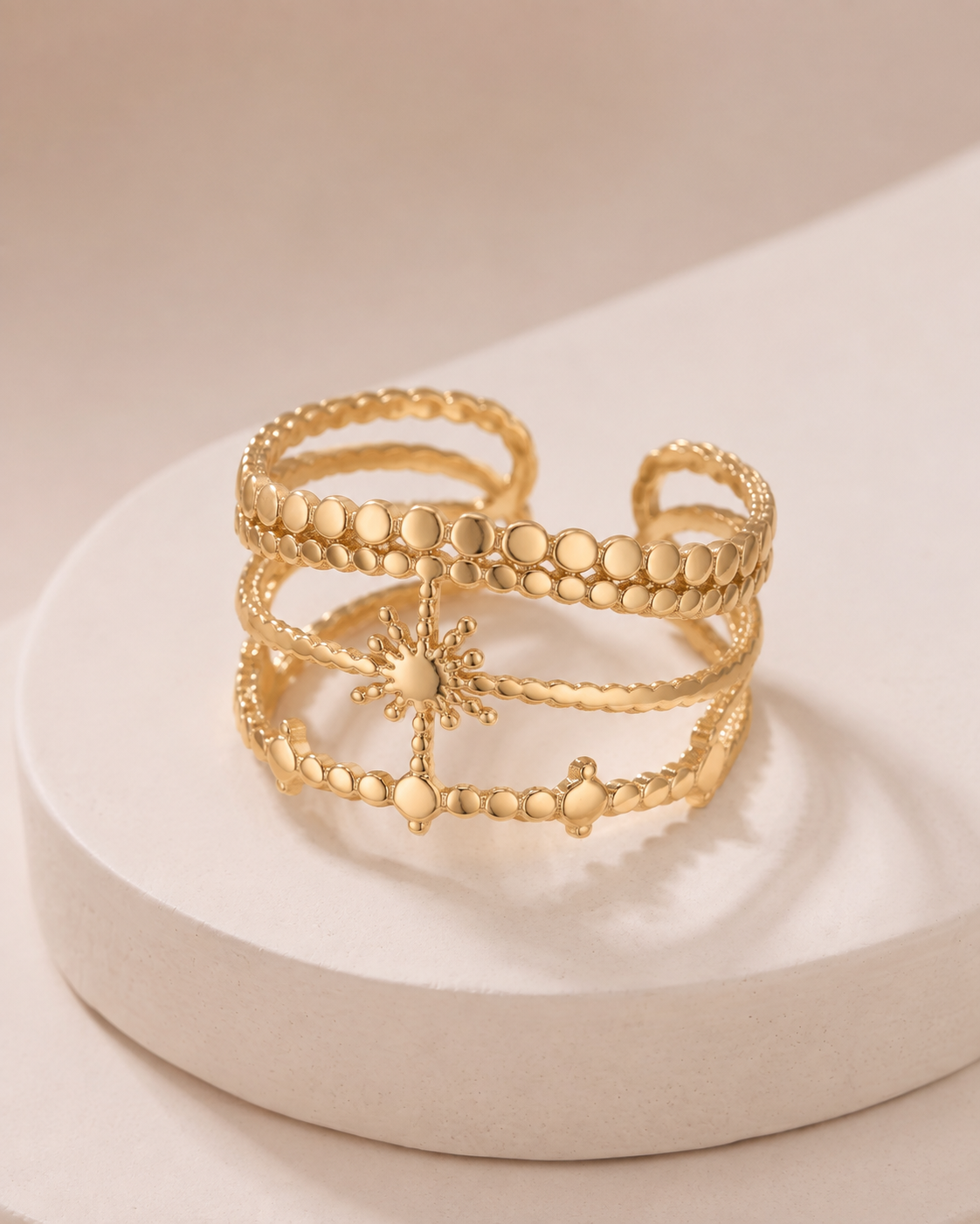 The Celestial Starburst Multi-Band Open Ring