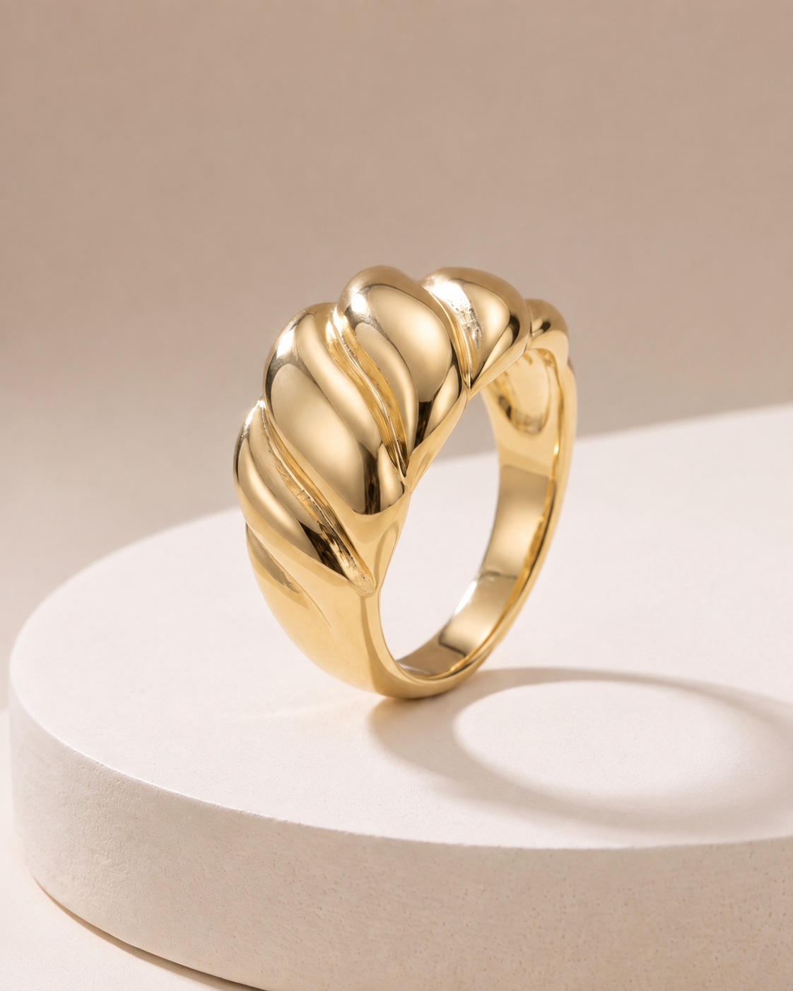 The Croissant Ribbed Dome Ring