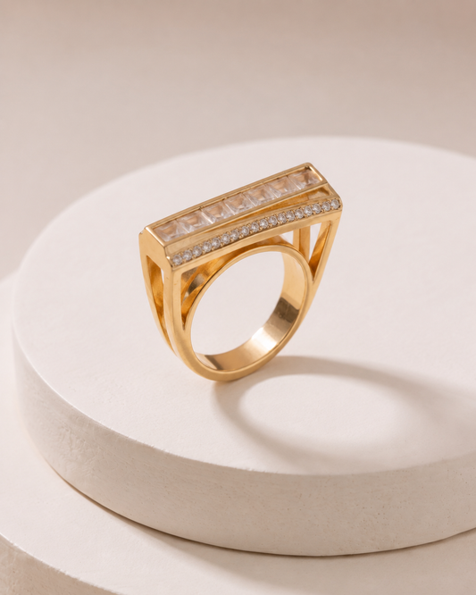 The Architectural Crystal Bar Ring