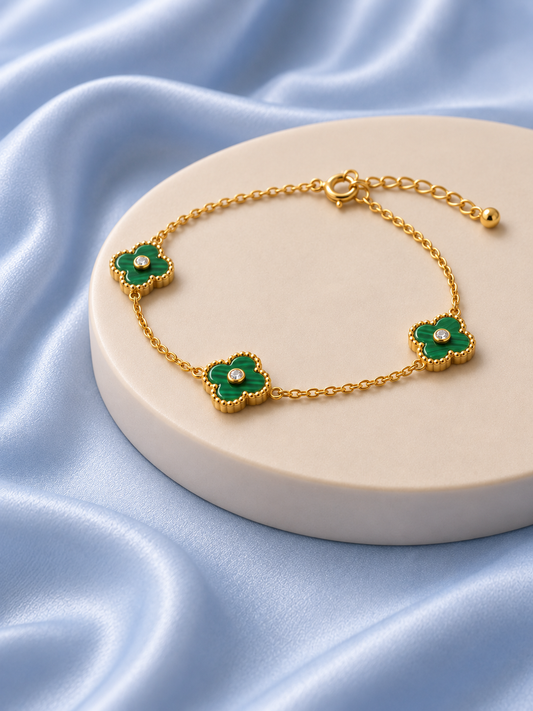 The Emerald Clover Brass Bracelet