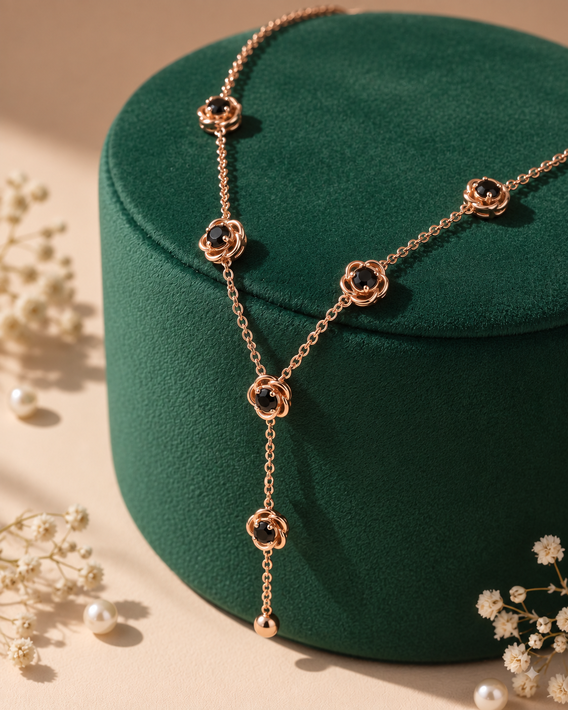 The Black Rose Lariat Necklace