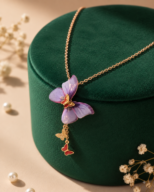 The Lavender Bloom Butterfly Necklace