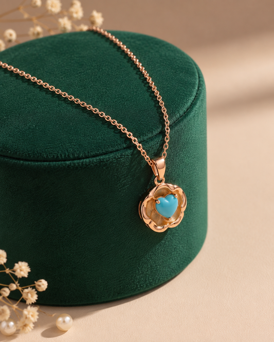 The Turquoise Heart Bloom Necklace