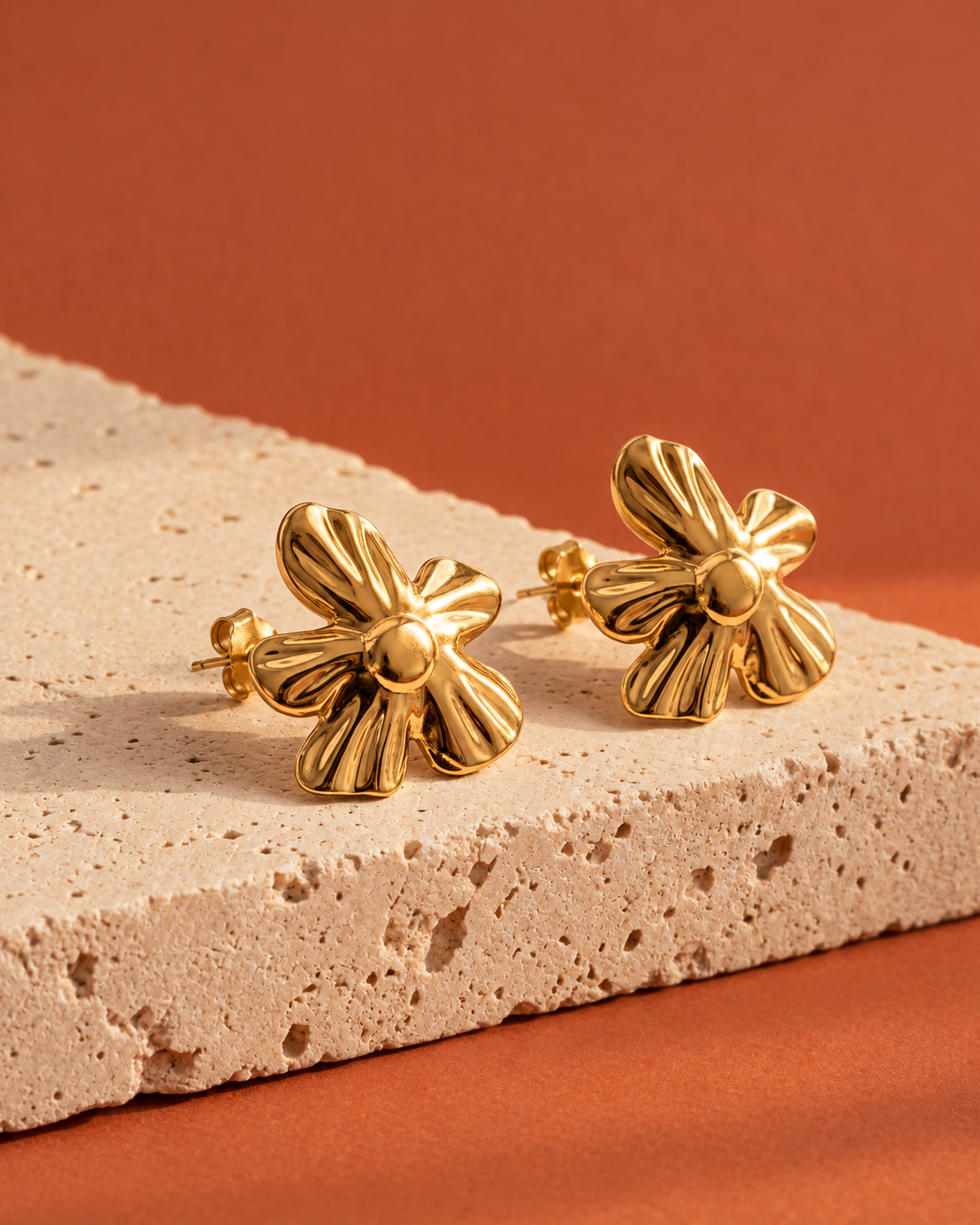 Ruffle Flower Studs