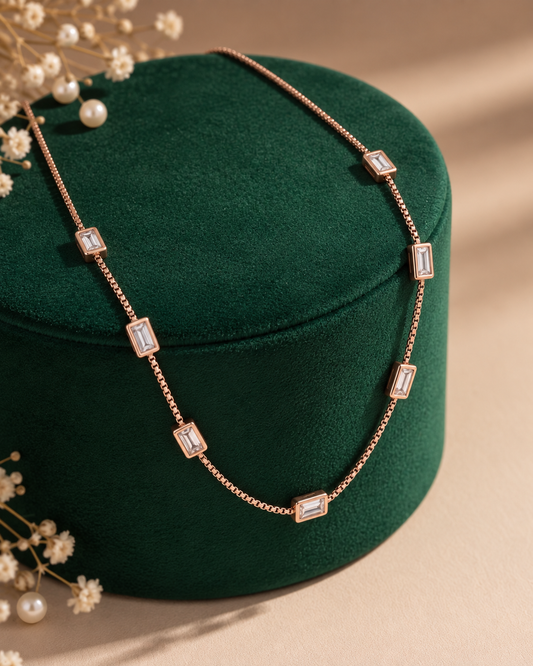 The Lumina Baguette Station Necklace