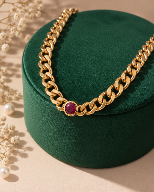 The Crimson Curb Statement Necklace