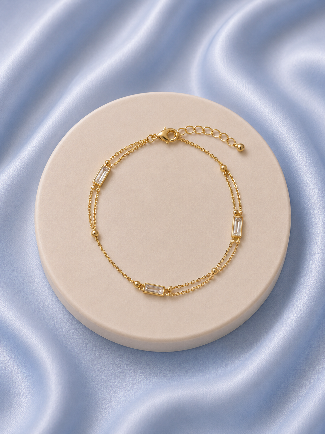The Crystal Baguette Double Chain Bracelet