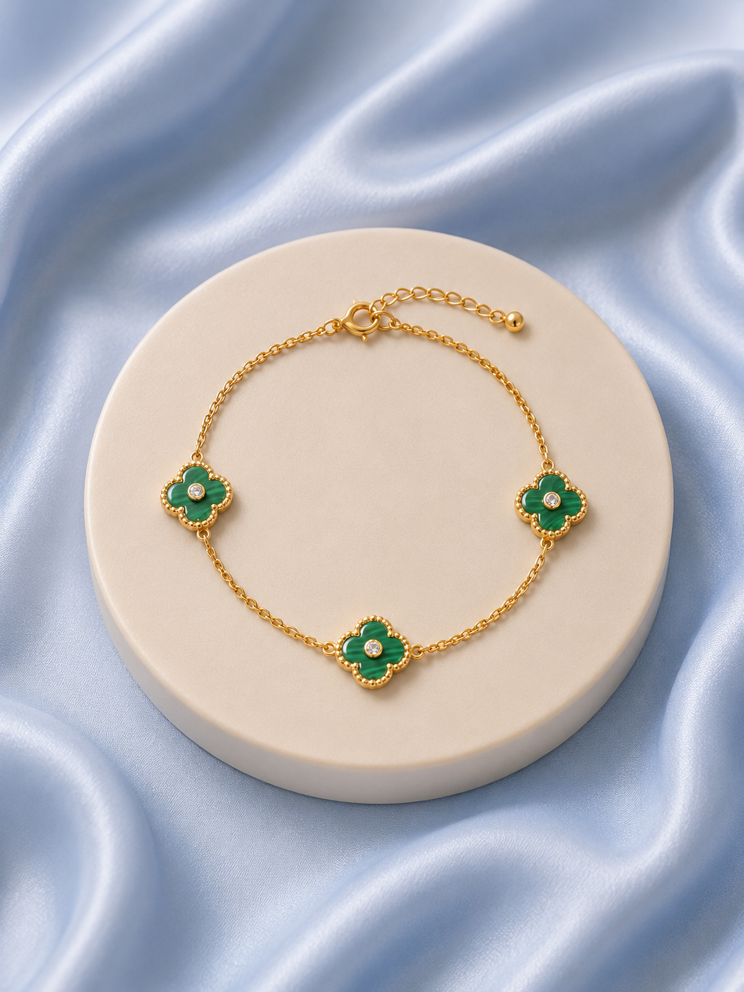 The Emerald Clover Brass Bracelet