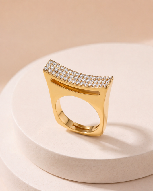 The Architectural Concave Pavé Ring