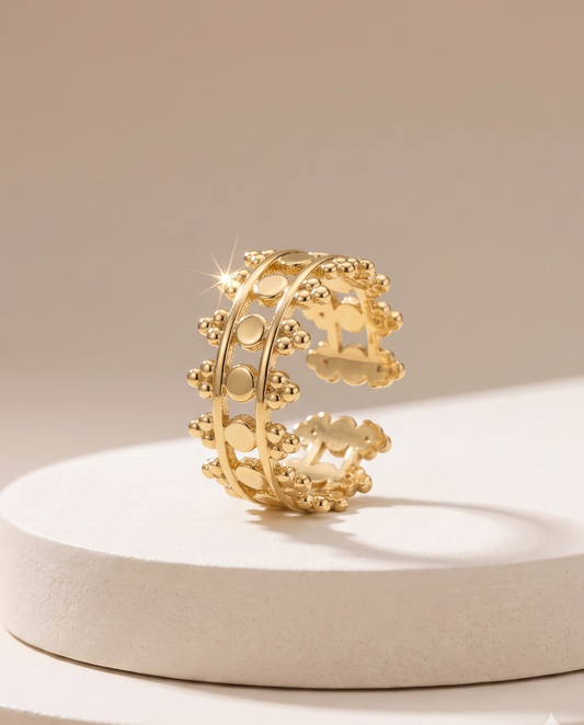 The Beaded Crown Open Ring