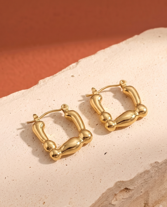 The Sculpted Bamboo Huggie Earrings