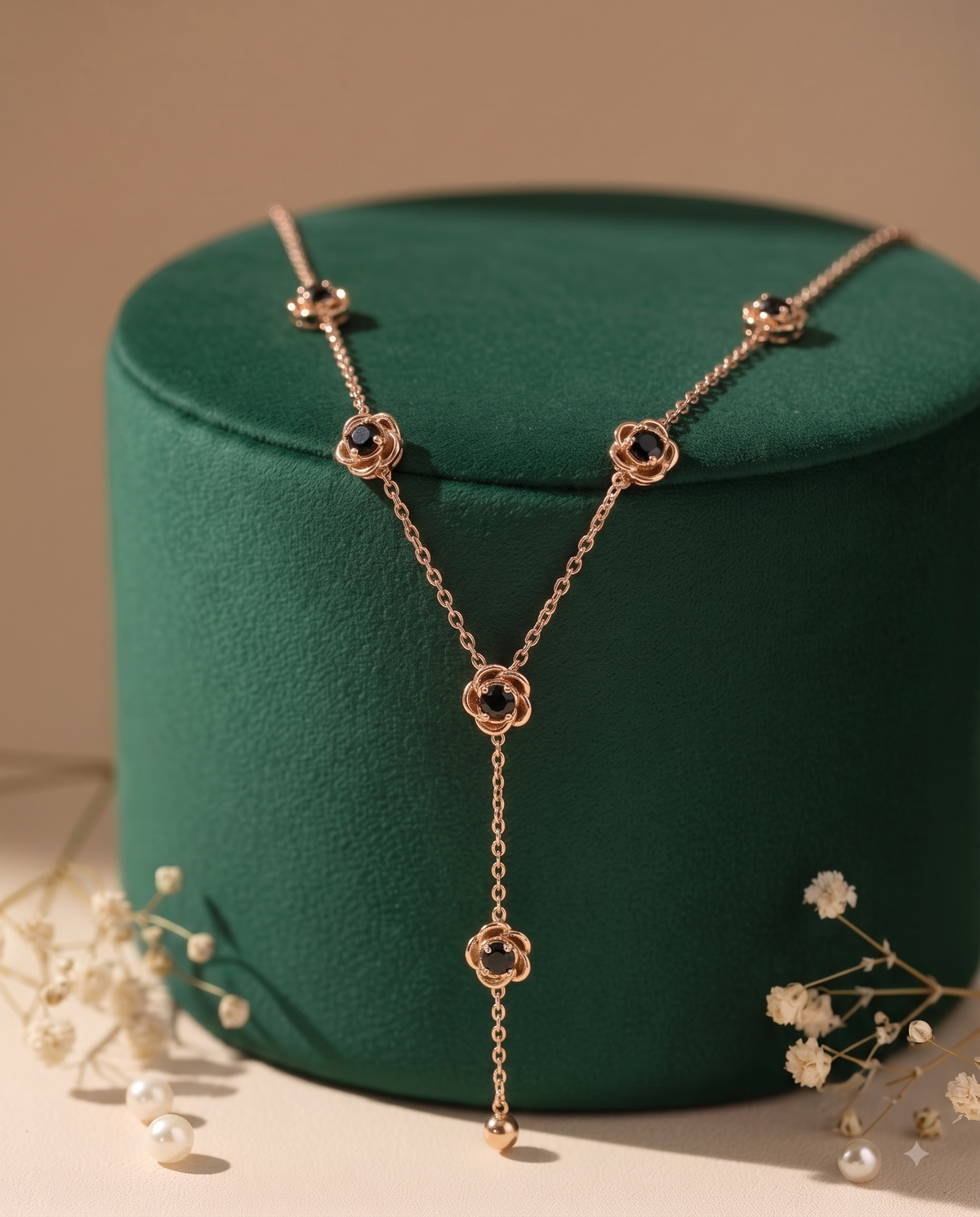 The Black Rose Lariat Necklace
