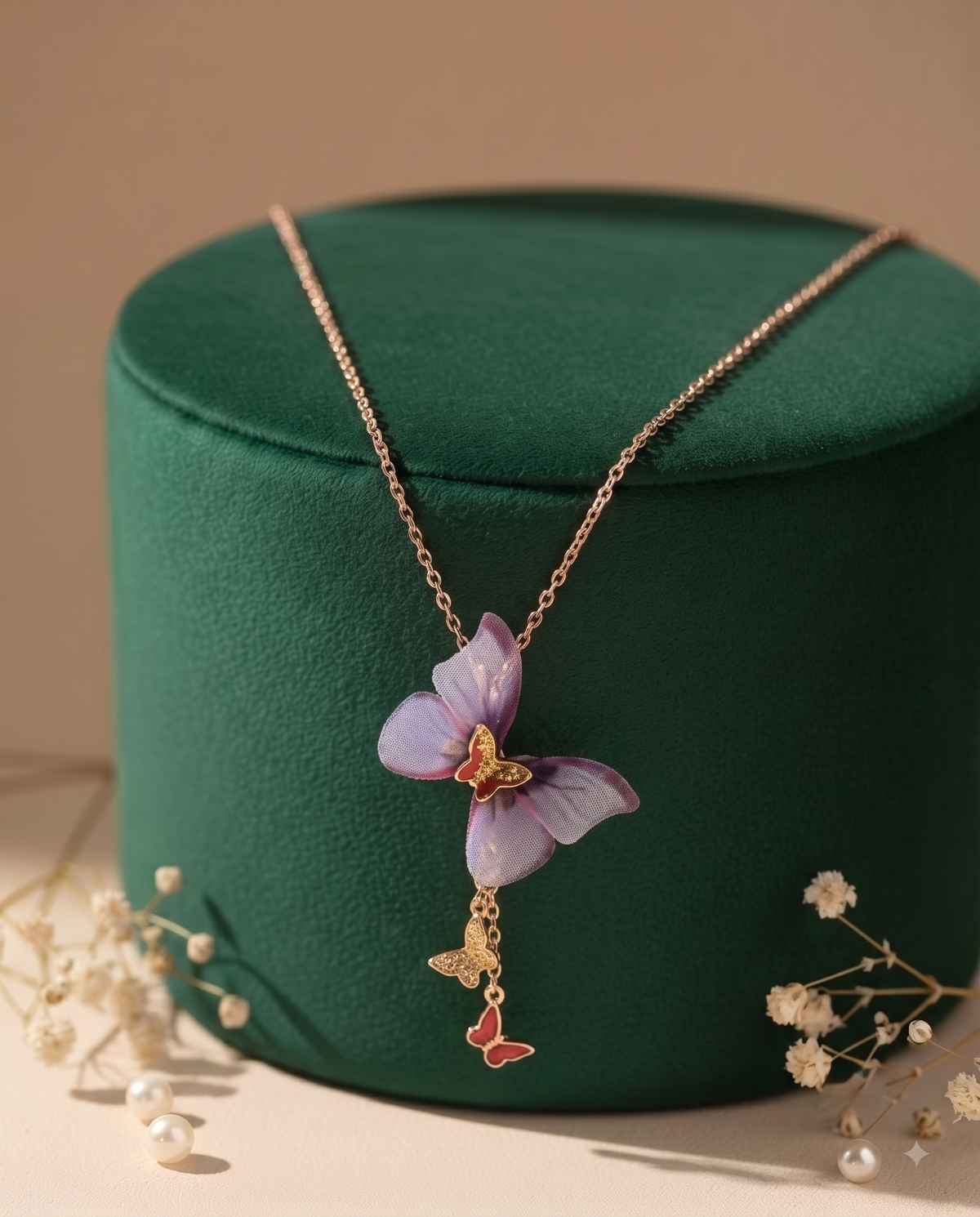 The Lavender Bloom Butterfly Necklace