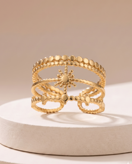 The Celestial Starburst Multi-Band Open Ring