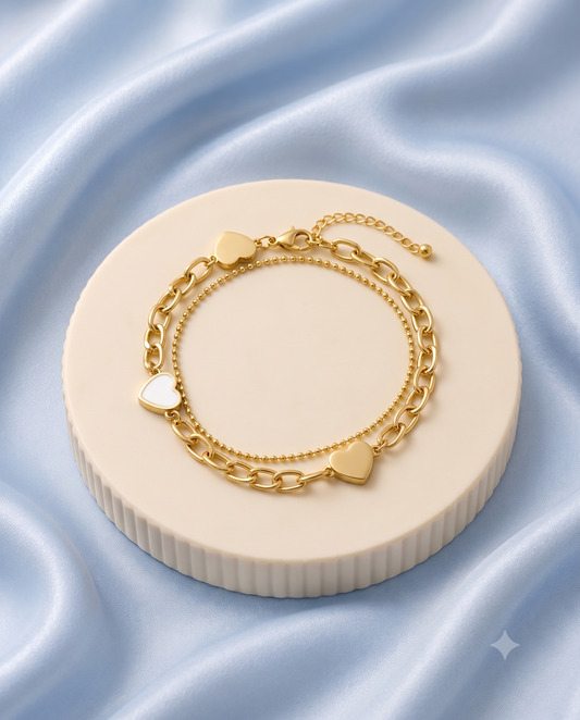 The Pearl Heart Layered Bracelet