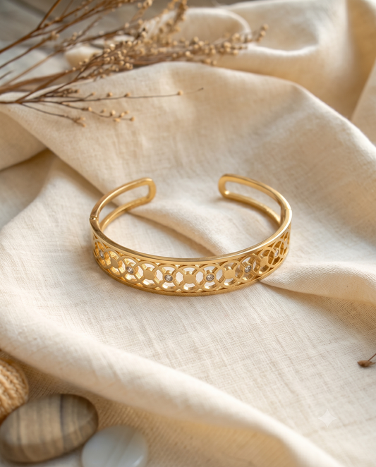 The Imperial Lattice Brass Cuff Kada