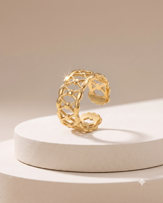 The Open Lattice Beaded Band Ring