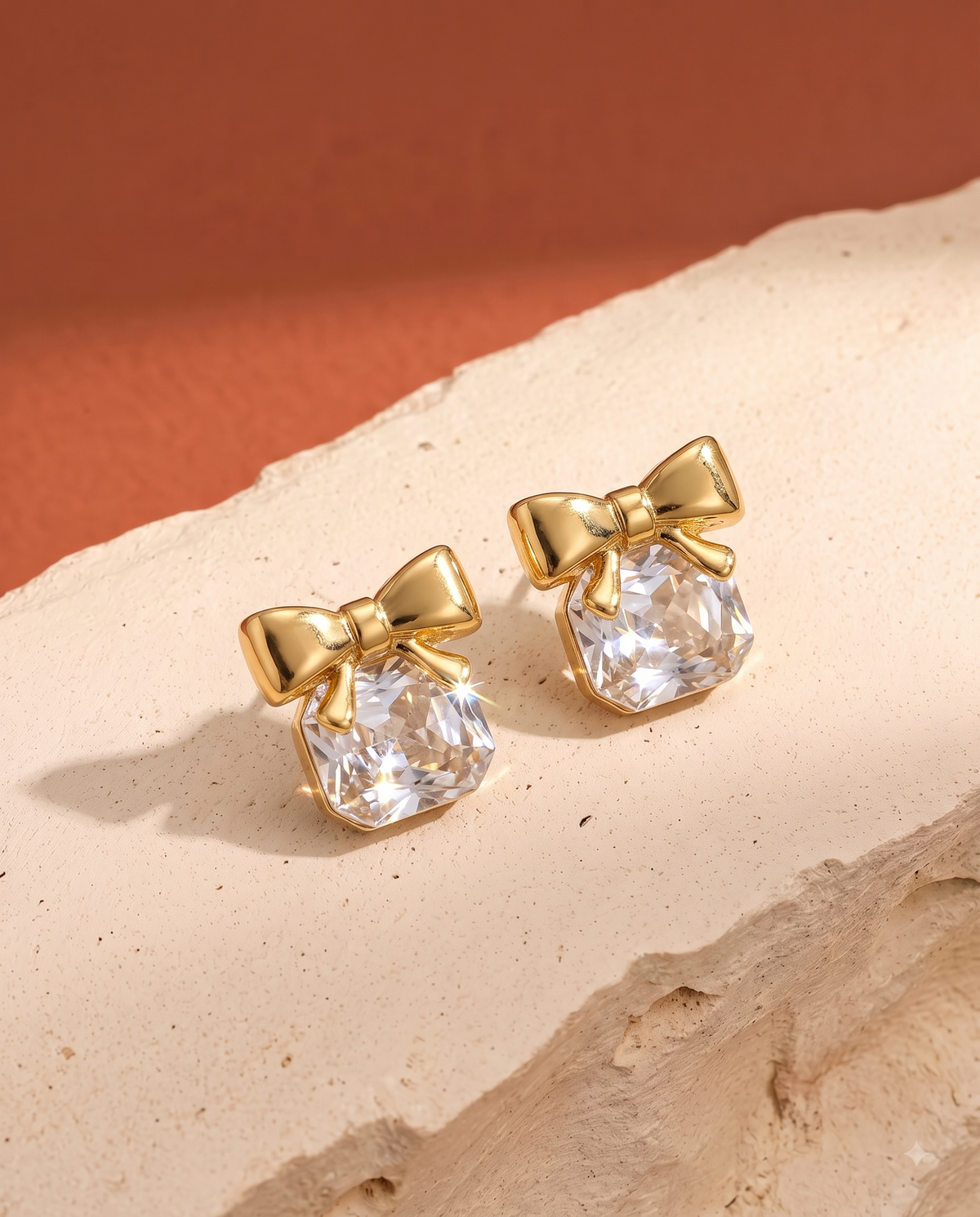 The Bow & Cushion Crystal Stud Earrings