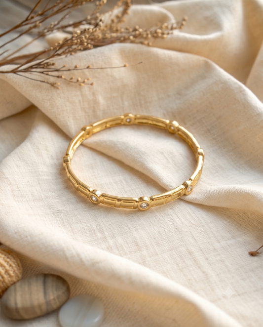 Minimalist Crystal Segment Brass Kada