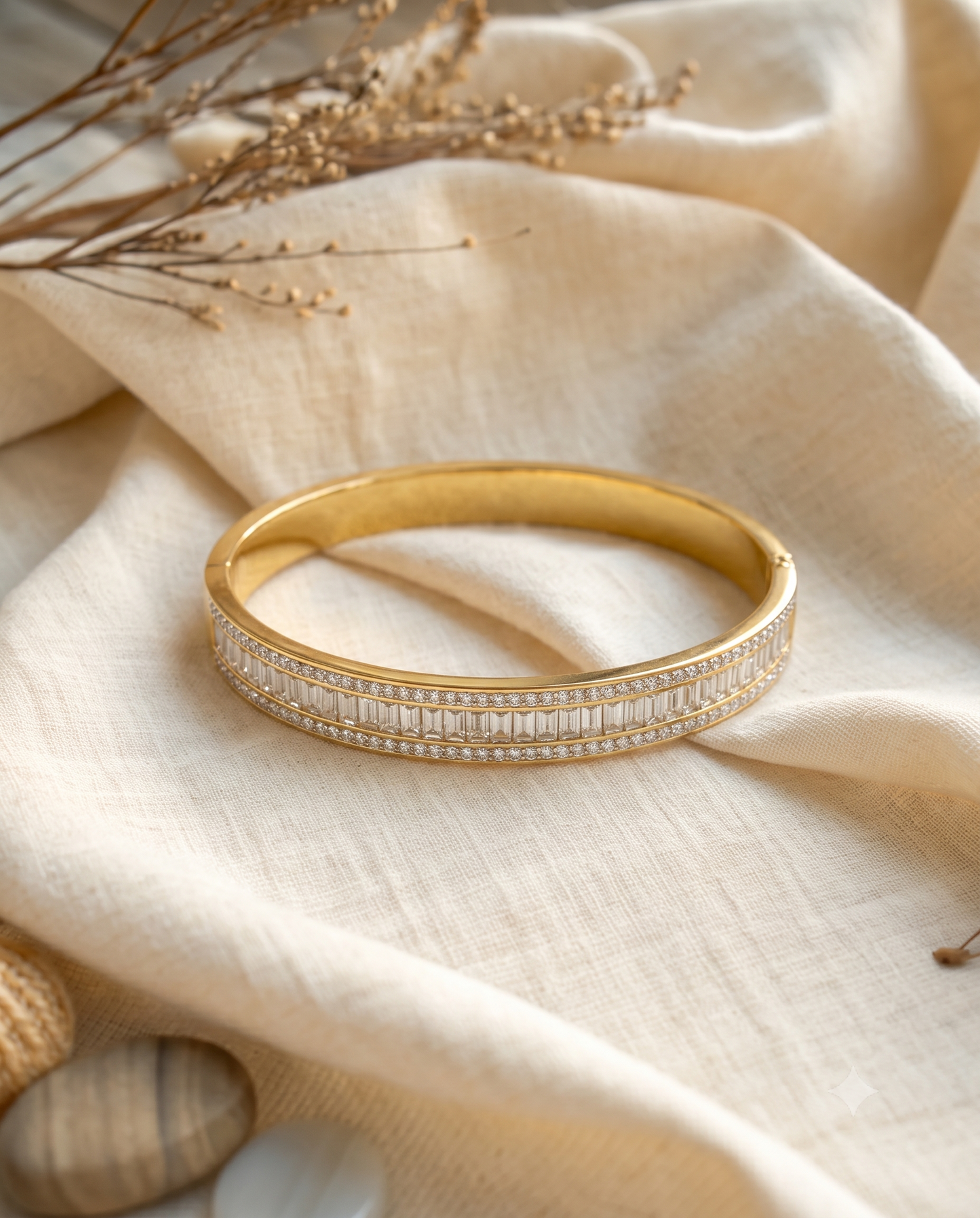 The Baguette Eternity Brass Kada