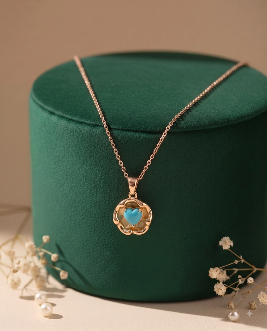 The Turquoise Heart Bloom Necklace