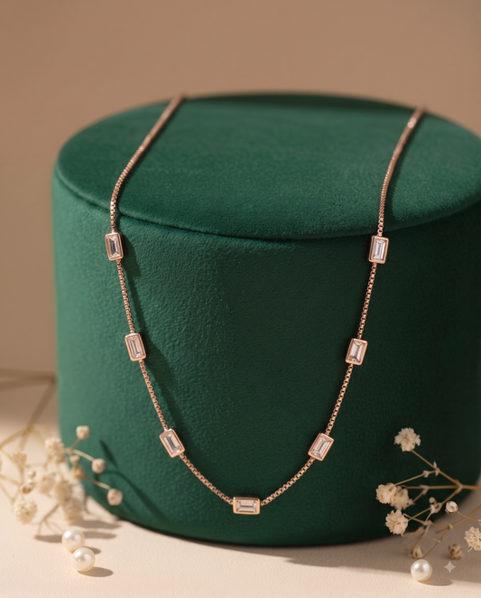 The Lumina Baguette Station Necklace