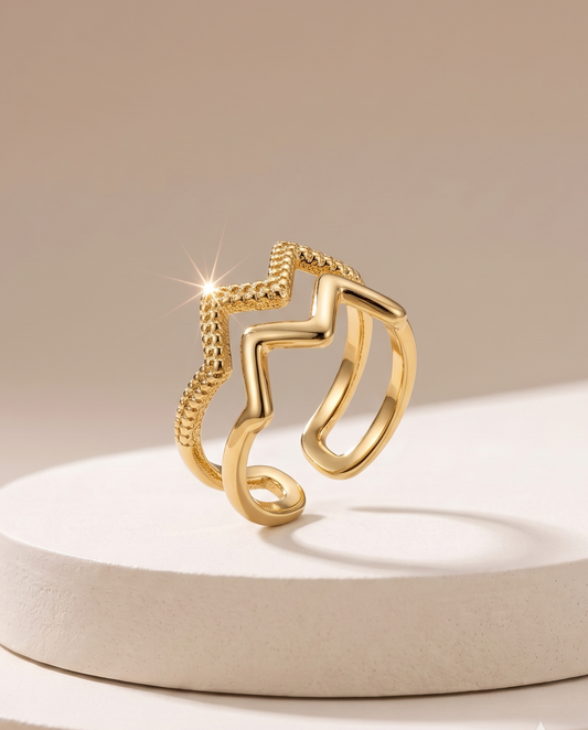The Chevron Wave Textured Open Ring