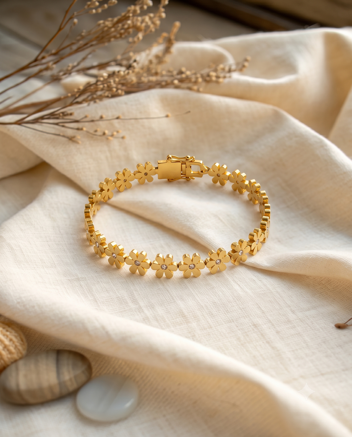 Floral Chain Brass Kada