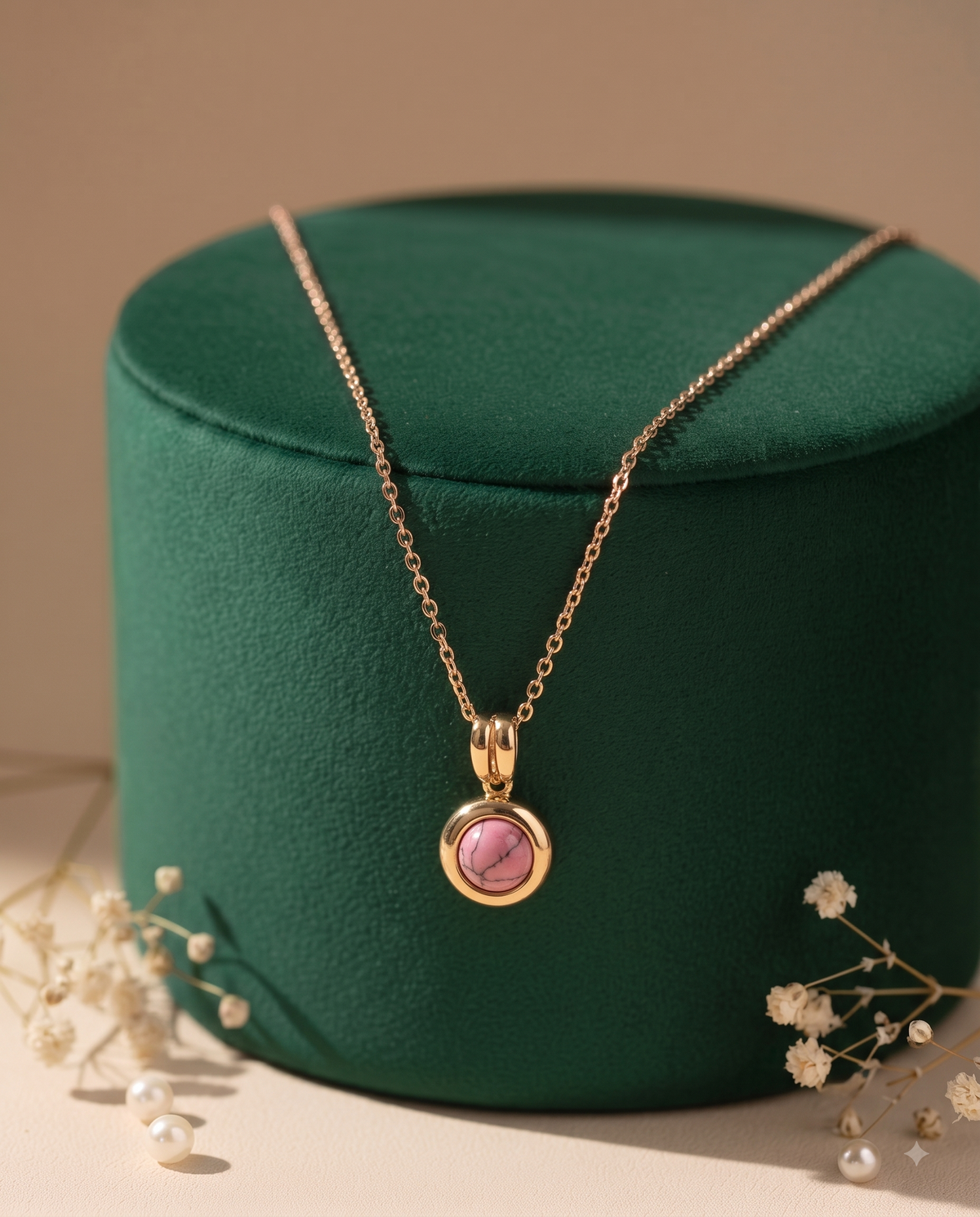 The Rose Marble Orb Pendant Necklace
