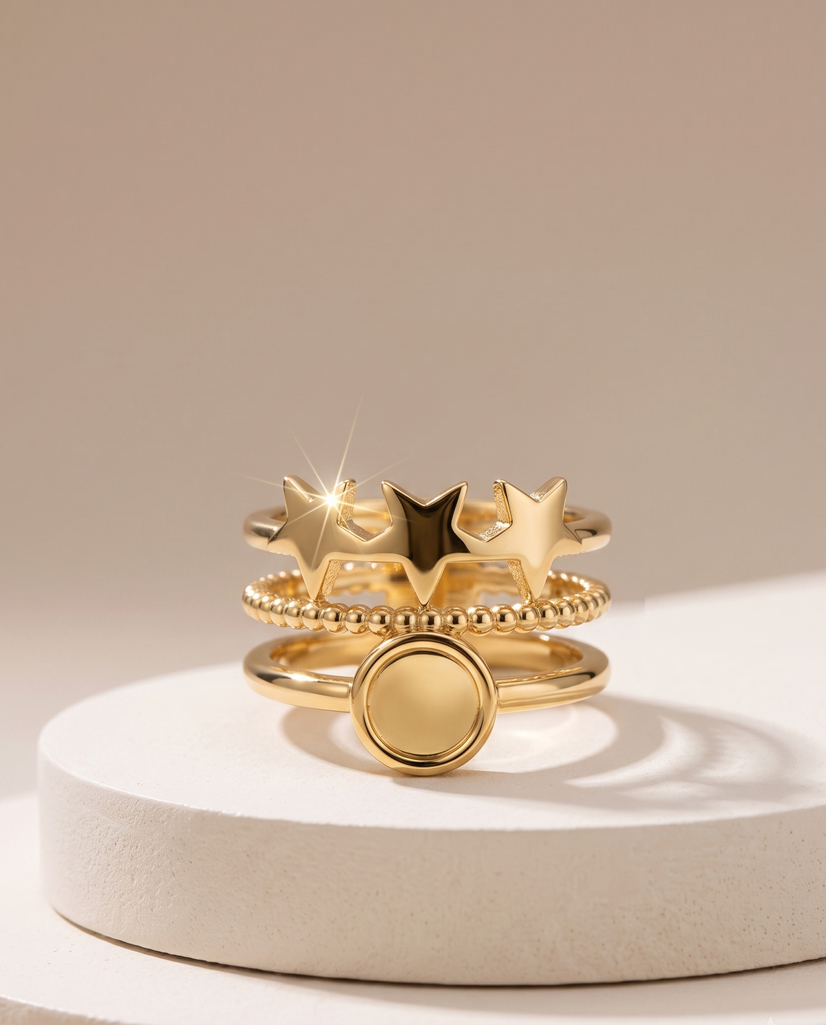 The Celestial Star & Disc Multi-Band Ring