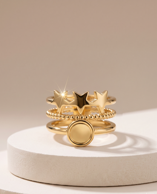 The Celestial Star & Disc Multi-Band Ring