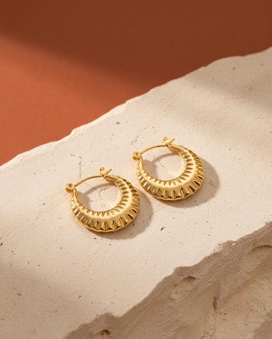 Golden Radiance Textured Hoop Earrings