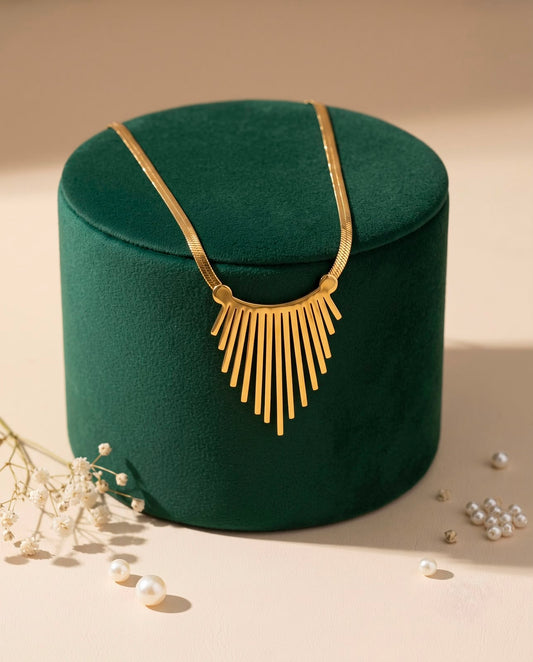 The Solstice Fringe Herringbone Necklace
