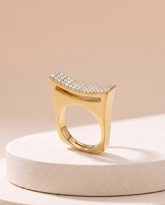 The Architectural Concave Pavé Ring
